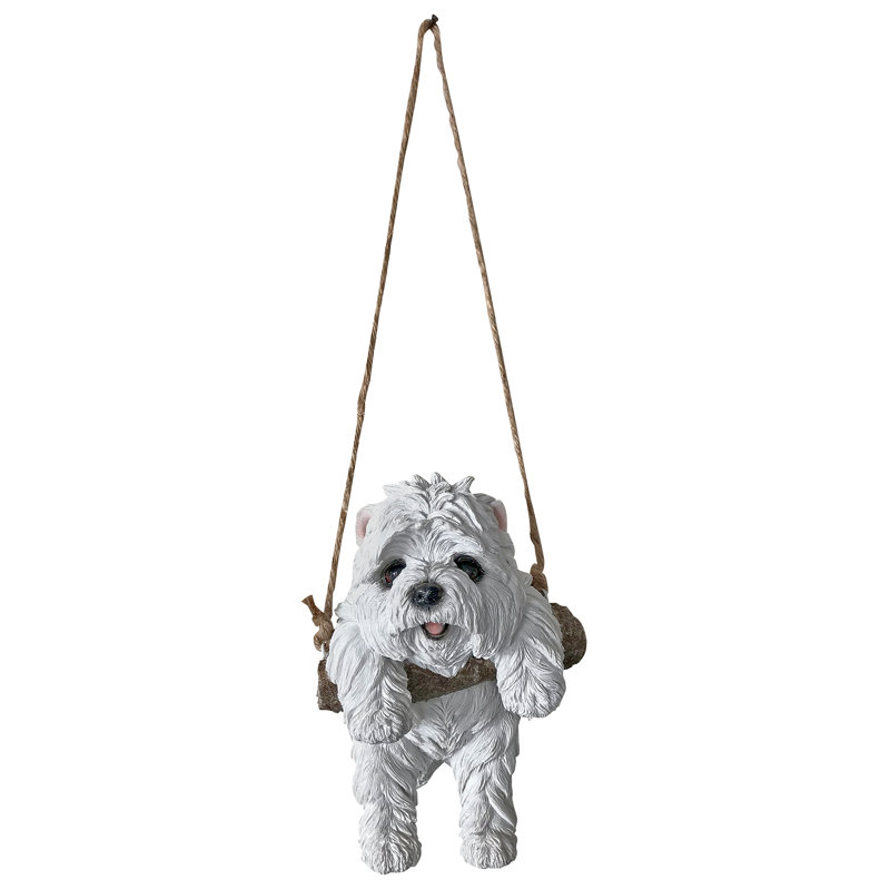 Design Toscano Hanging Maltese Puppy on a Perch Dog Wall Decor